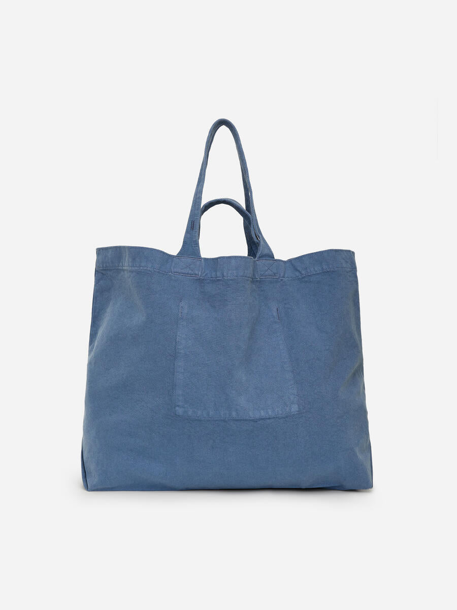Oversized Canvas Tote in Denim Blue
