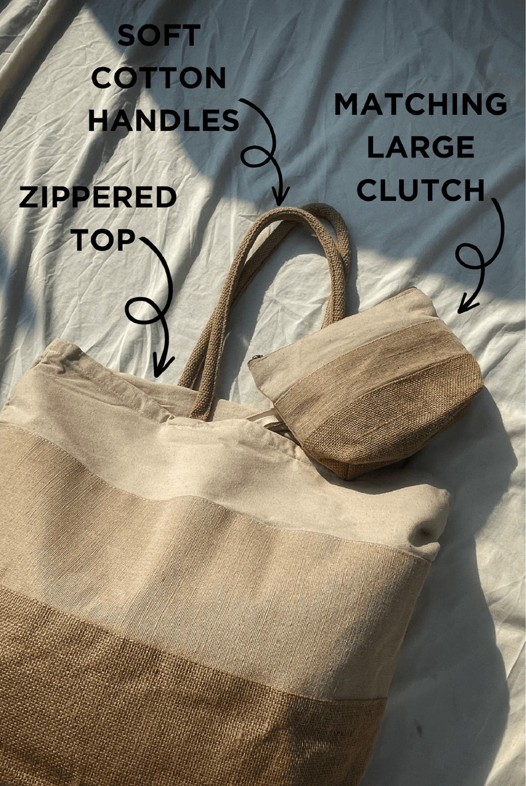 Large Zippered Woven Beach Bag